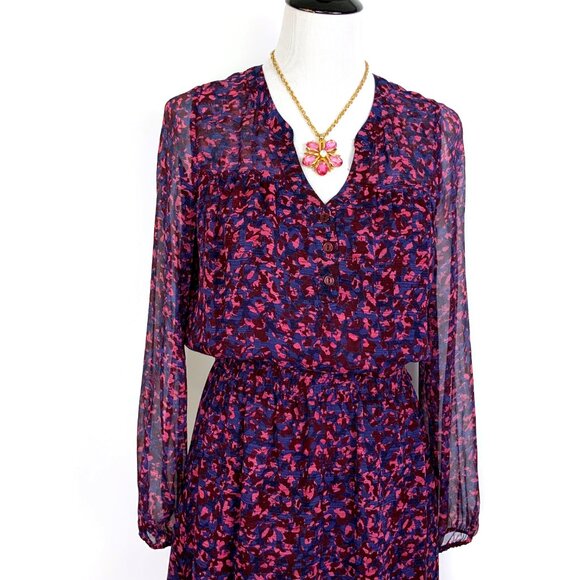New Parker Atticus Silk Long Sleeve Smocked Waist Romantic Fairy Dress Sz S - Picture 3 of 16